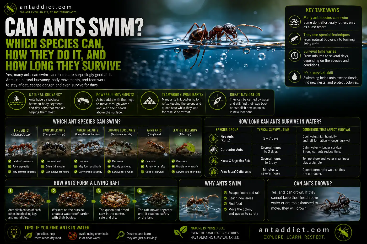 can ants swim